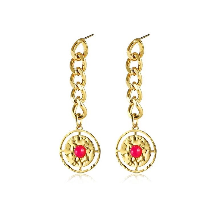 Crimson Arc Drop Earrings