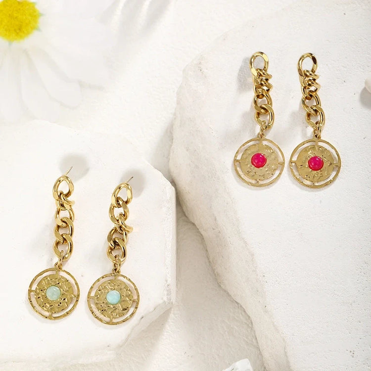 Crimson Arc Drop Earrings