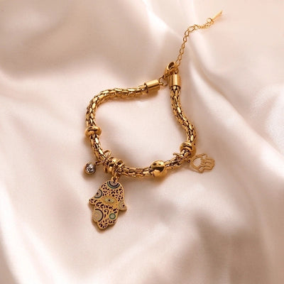 Golden Hamsa Charm Bracelet