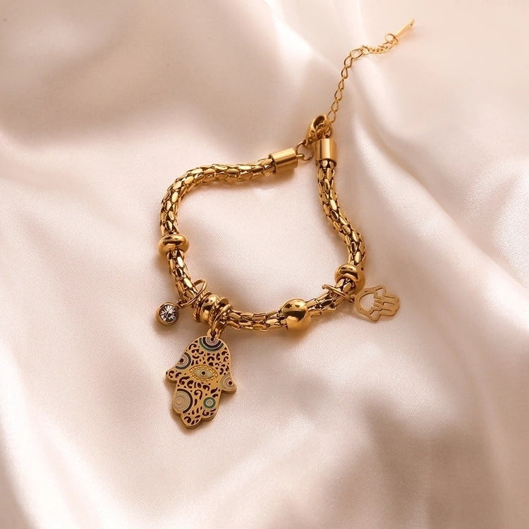 Golden Hamsa Charm Bracelet