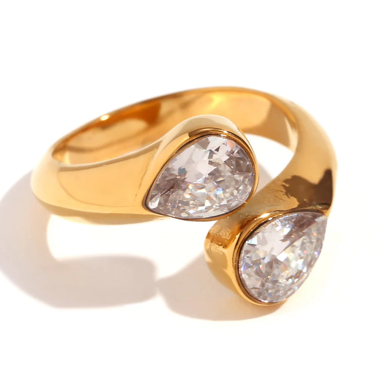 Bloom Aura Rhinestone Ring – GOLD