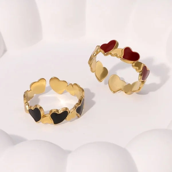 Heart Beat Enamel Ring – Gold & Black