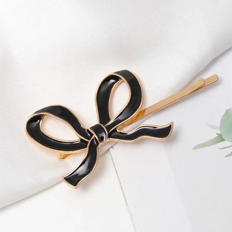 Glam Knot Metal Bow Hair Pin – Black